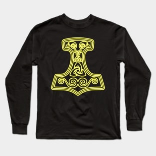 Thor hammer - Mjöllnir - yellow neon Long Sleeve T-Shirt